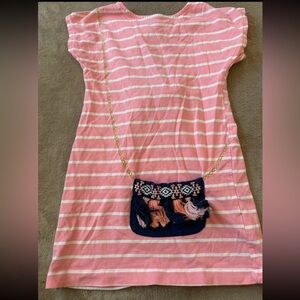 Jessica Simpson pink striped dress with purse